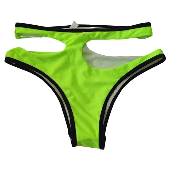 807 Lingerie Neon Green Fashion Bikini Black Trim Sz Med Fashion Swim Wear NWT - Picture 4 of 7
